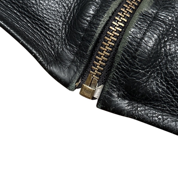 Vintage Diamond Aircraft Logo Aviator Bomber Leather Jacket Mens Large - Picture 12 of 15